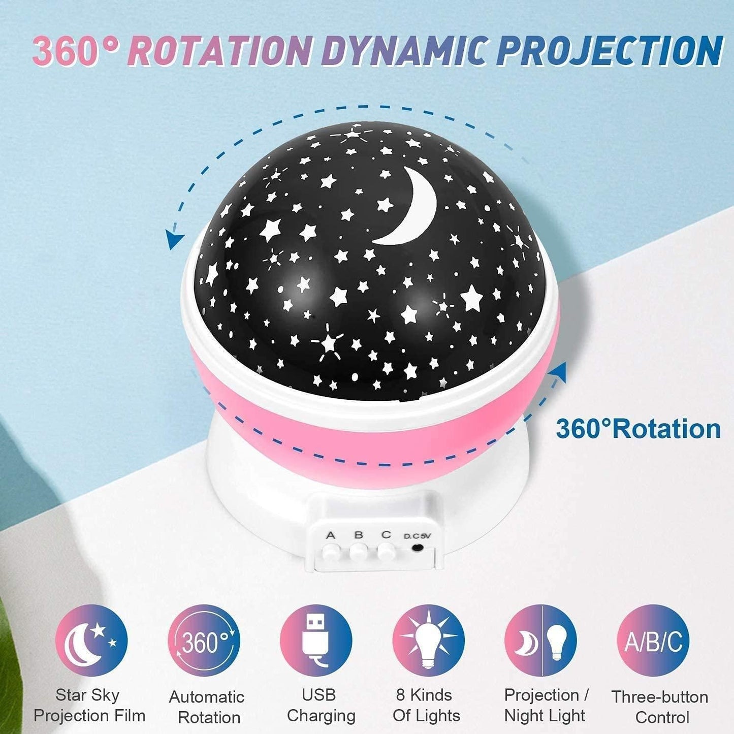 Star Moon Night Lamp With 360 degree Star